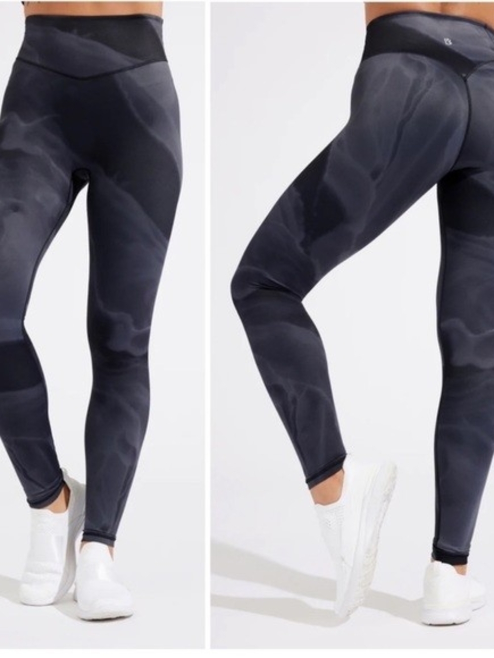 BuffBunny Black Marble-Effect High-Waist Leggings
